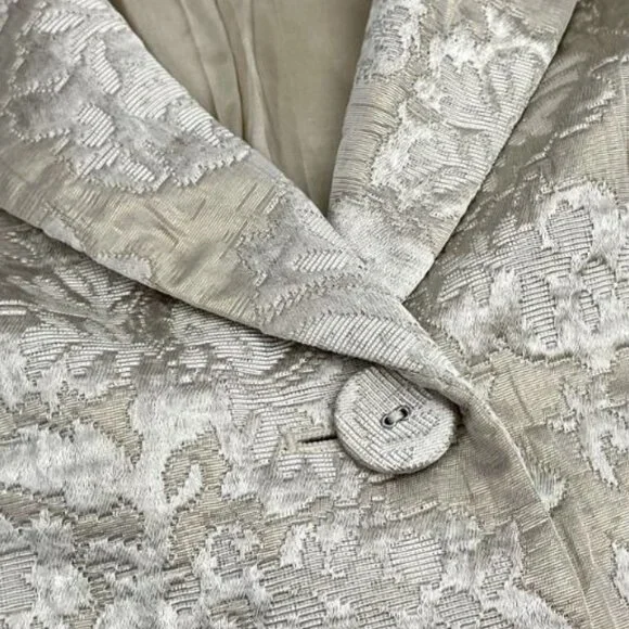 ANN TAYLOR Floral Blazer Top Womens Jacket Size 0 Cream Beige Two Button - Picture 4 of 11